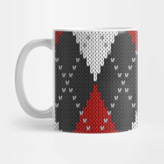 Knitted argyle in Red & White on Black by Dana Du